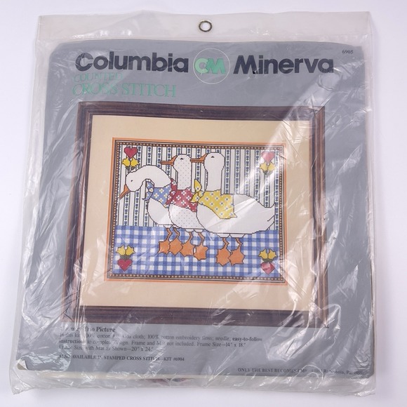 Columbia Minerva Other - VTG 1983 Columbia Minerva Cross Stitch Kit 6904 Country Trio Picture Cottagecore